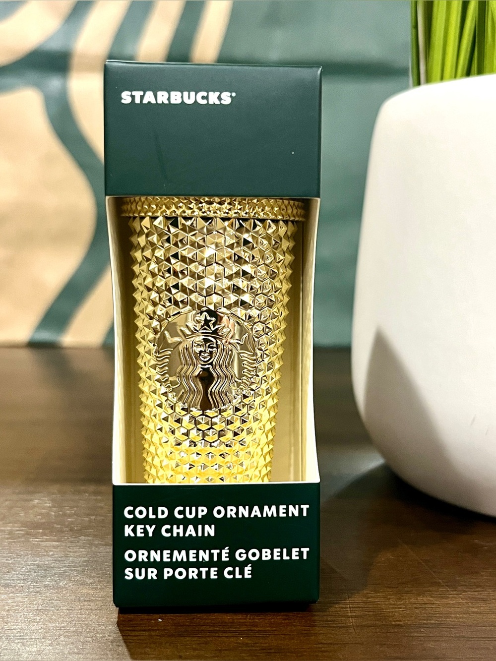 💛Starbucks Gold BLING STUDDED TUMBLER & KEYCHAIN ORNAMENT Holiday 2022